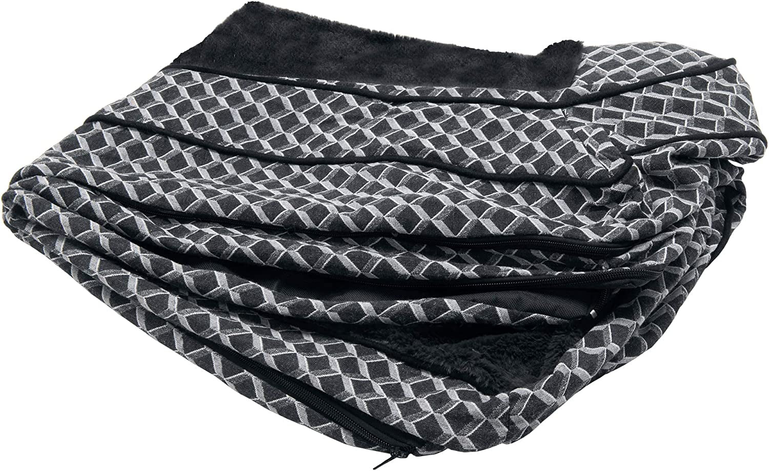 Replacement Pet Bed Cover - Plush Fur and Décor Comfy Couch Washable Dog Bed Cover, Diamond Gray, Jumbo (X-Large)